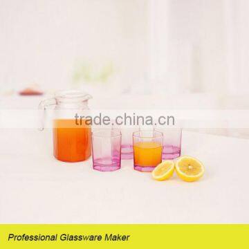 popular colored 5pcs glass water pitcher with handle