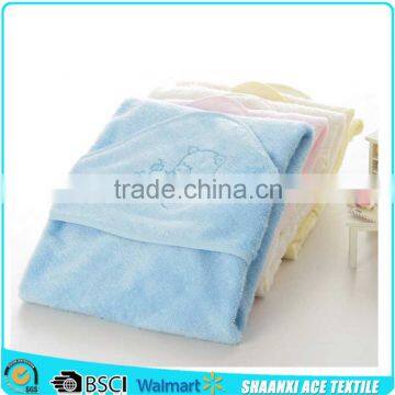 Super soft zero twist cotton towel fabric baby hooded bath towel in square size