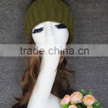 Custom Brand Quality Knitting Women's Winter Hats With Removable Fur Pompom