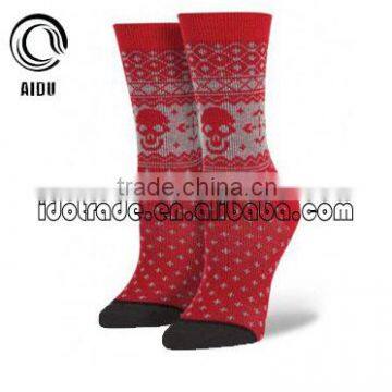 Red Soft Colorful Jacquard Fuzzy Custom Sport Sock Crazy Socks Womens Socks