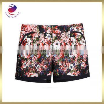 women flower printed short pants