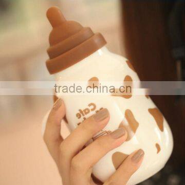 Creative Lovely Cartoon Candy Color Kids Gift Milk Bottle Style 380 ml Ceramic Tea Coffeee Mug photo-2