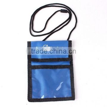 Travel polyester neck pouch passport holder