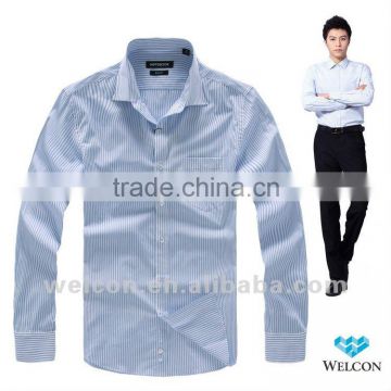 classic long sleeve 2012 latest brand design blue stripe slim fit 100% cotton business formal dress shirts for men