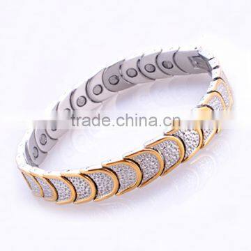 Pure Titanium Golden Silver Mens Chain Bracelet