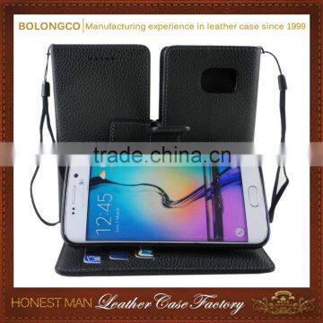 genuine leather wallet phone case for samsung s6 wallet case wholesale