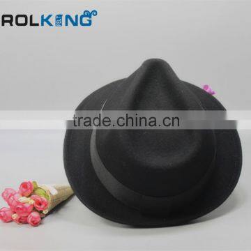 Popular Mens Black Wool Felt Fedora Hat photo-4