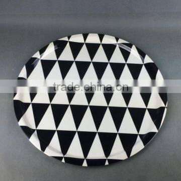 Rhombus black and white melamine plate