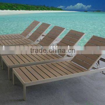 Outdoor garden brushed aluminum polywood sun loungers