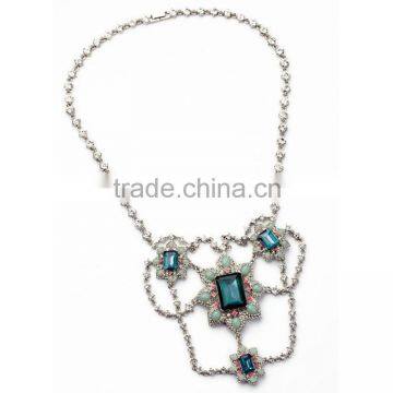 Fashion Necklace -- Beautiful Green Stone Charm Necklace With Green and Pink Beads