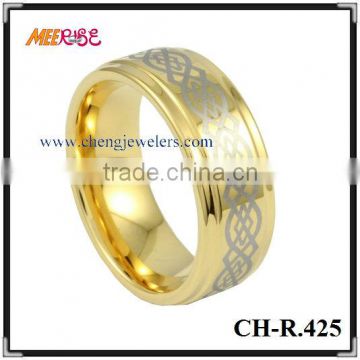 Custom gold Laser tungsten men's 18k gold mens ring