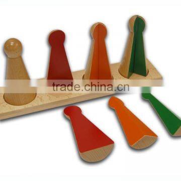 Montessori wooden eudcational material for large faction skittles with stand