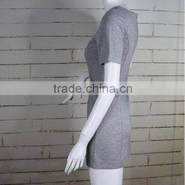 Fashion Elegant Gray Short Sleeve Round Neck Sexy Western Gowns Ladies Dresses From China Supplier on photo-2