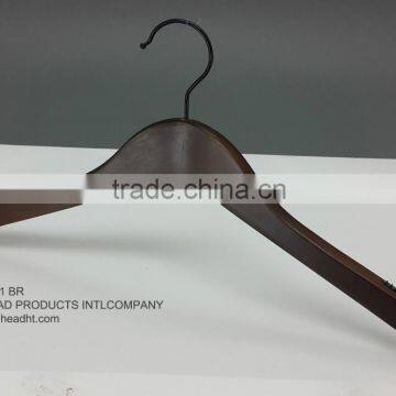 HH brand Basic Natural shirt Wood Hangers in black natural walnut color with chrome hook