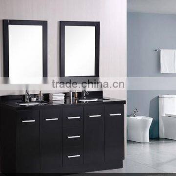 60 inch Modern Black Solid Wood Double Bathroom Vanity LN-S5009