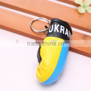 Wholesale printing leather Mini Flag Boxing Glove Keychain,Flag Boxing Gloves Key chains,Flag Boxing Glove Keyring for gift