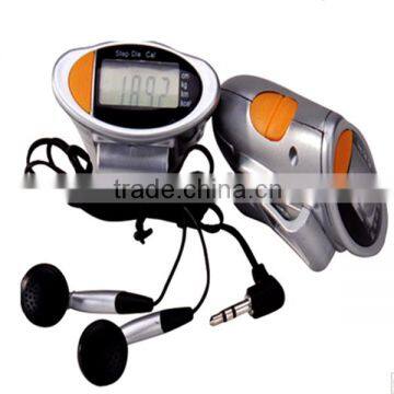 Multifunction pedometer with FM radio