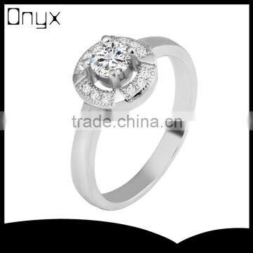 Classical 925 sterling silver prong setting women ring with rhodium plated