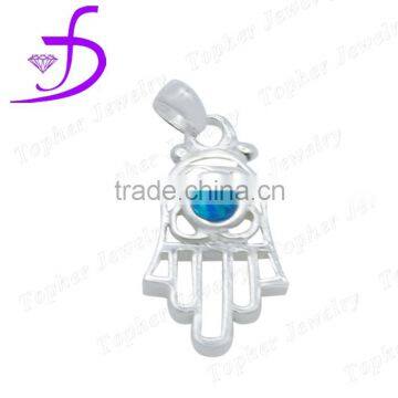 Fire drak blue opal stone jewelry 2016 opal hamsa shaped silver pendant