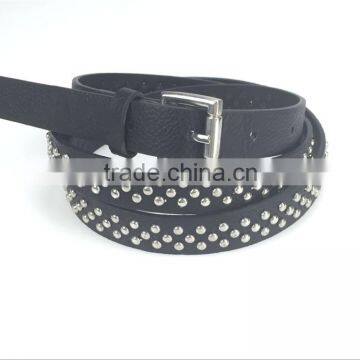 High Quality pu Belt With Drop Rivet for Ladies