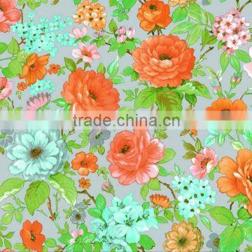 2015 Newest printed floral design pvc waterproof dining table cloth with lace/waved/straight edge