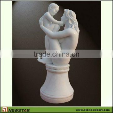 White Marble Sculpture (mother and kid)