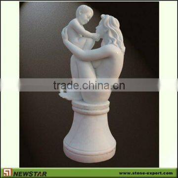 White Marble Sculpture (mother and Kid)
