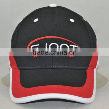 Guangzhou hat factory professional custom 6 panel / 100% cotton / / embroidery logo and the red/black baseball cap