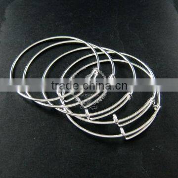 69mm Diameter Silver Plated Brass Simple Wiring Bracelet for Beading 1900099 photo-3