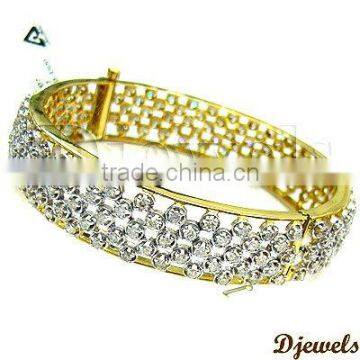 Studded Gold Bangles, 14 K Gold Diamond Bangles, Diamond Bangles