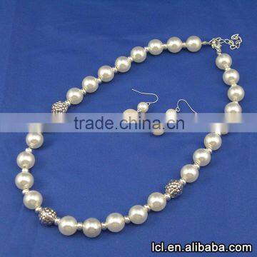 Best quality small pearl jewelry necklace set, hot sale heavy pearl necklace set