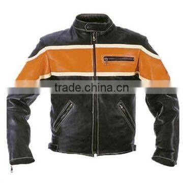 Classic Orange Motorcycle Leather Jacket