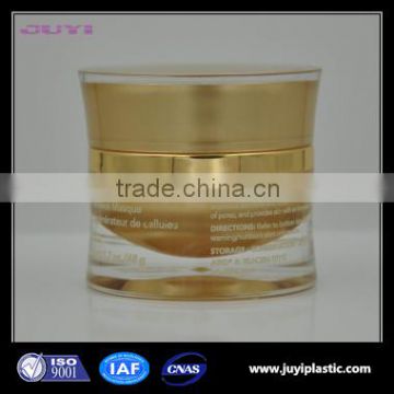 hot sale coloring gold waist acrylic cosmetic cream jars packaging 15ml 30ml 50ml