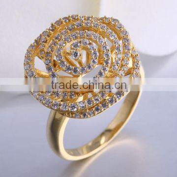 New fashion flower shape gold ring design 925 silver flower ring