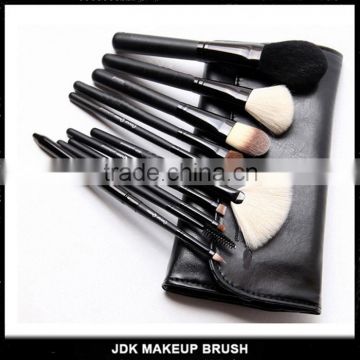 Professional High end personalized hair brush set 10 pcs black original makeup brush set with PVC leather cosmetic bag