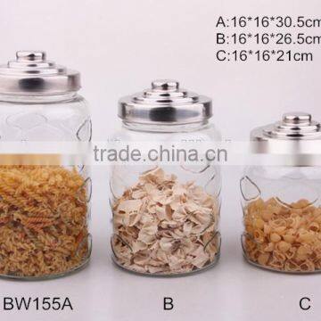 2015 new big glass canister with metal lid