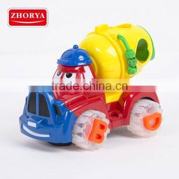 B/O Toy plastic Cartoon Truck bump and go car toys with musical for kids Equipped 4 blocks