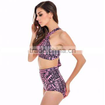 Plus Size Swimwear Women Swimsuit 2016 New Bikinis High Waist Bathing Suits Print Vintage Retro Floral Bikini Set photo-2