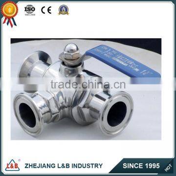 stainless steel clamped three ways ball valve