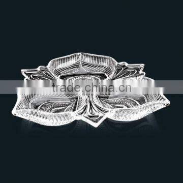 Phoenix shape lead-free recycled clear glass dinnerware plates