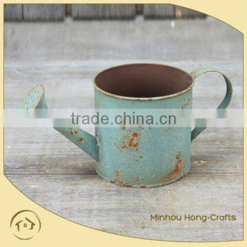 Hot Sale bucket oil painting, metal flower kettle blue, metal watering can