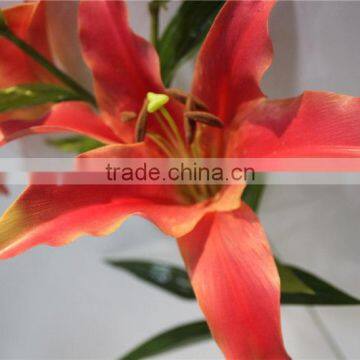 Dry Flower Artificial Two Flowers Two Buds Lily Fabric Flower photo-6