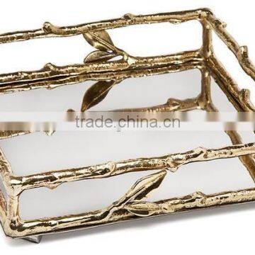 golden unique square fancy tray