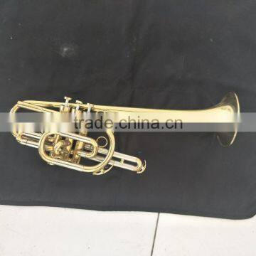 Gold lacquer marching brass musical instrument marching trumpet