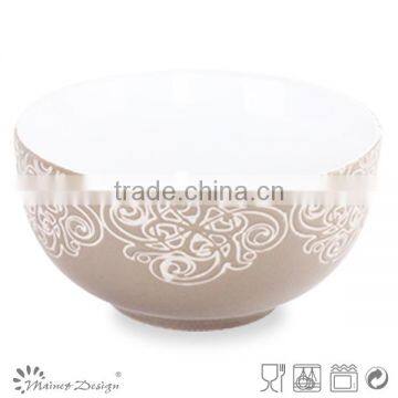 New products wholesale silk screen flower ceramics cereal bowl