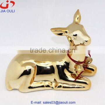 Christmas decorations plating Ceramic gold deer