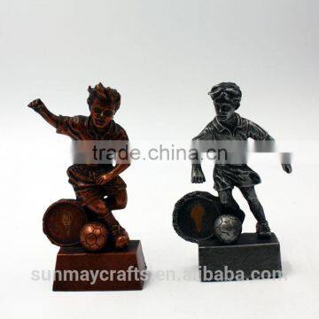 Custom High Quality Polyresin Gold and Silver Football Trophy Statue for Children photo-2