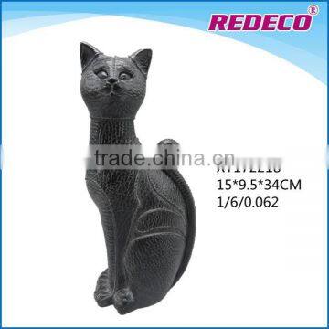 2017 promotional resin cat with leather, resin animal figurine