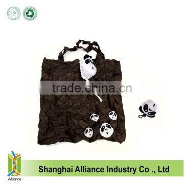 Black panda shape folding shoulder bags pet theme foldable tote shopping bags