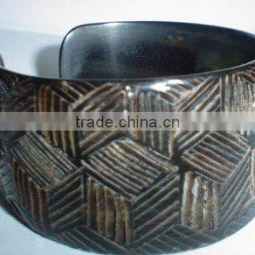 buffalo horn and bone Bangles Bracelet (carved pattern)